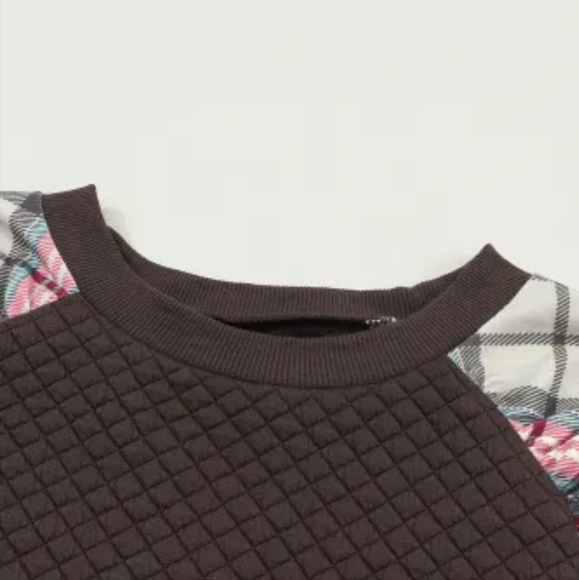 New quilted plaid raglan top - Picture 8 of 13